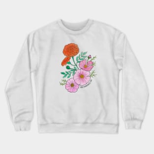 October Birth Flowers Marigolds and Cosmos Crewneck Sweatshirt